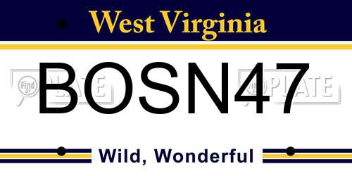BOSN47 West Virginia License Plate