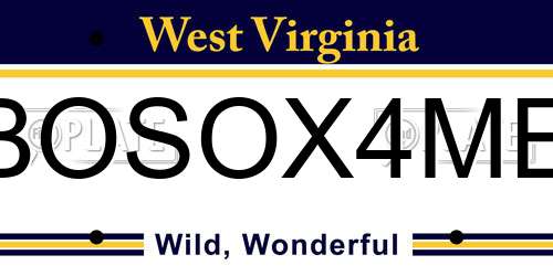 BOSOX4ME West Virginia License Plate