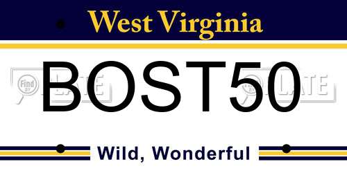 BOST50 West Virginia License Plate