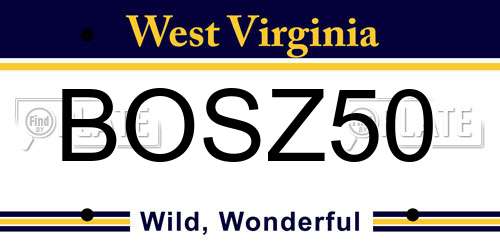 BOSZ50 West Virginia License Plate