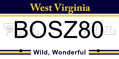 BOSZ80 West Virginia License Plate