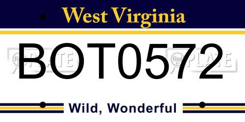 BOT0572 West Virginia License Plate