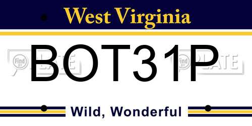 BOT31P West Virginia License Plate