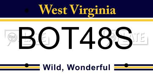 BOT48S West Virginia License Plate