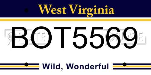 BOT5569 West Virginia License Plate