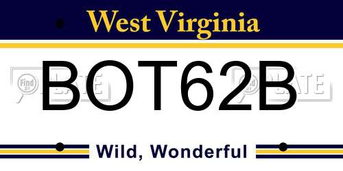 BOT62B West Virginia License Plate