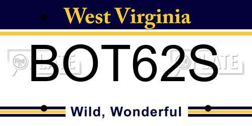 BOT62S West Virginia License Plate