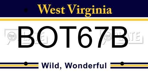 BOT67B West Virginia License Plate
