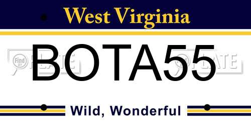 BOTA55 West Virginia License Plate