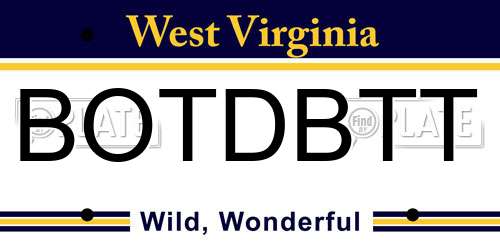BOTDBTT West Virginia License Plate
