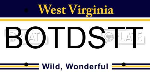 BOTDSTT West Virginia License Plate