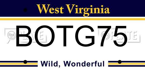 BOTG75 West Virginia License Plate