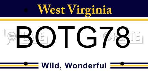 BOTG78 West Virginia License Plate