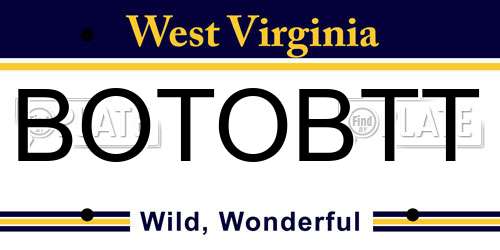 BOTOBTT West Virginia License Plate