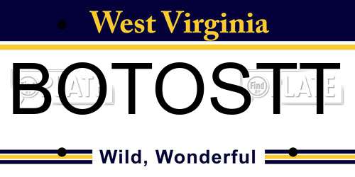 BOTOSTT West Virginia License Plate