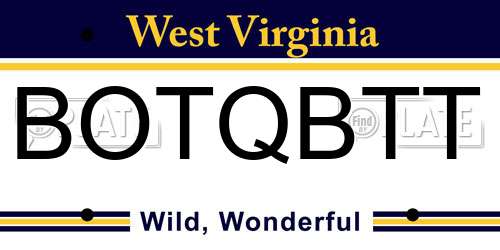 BOTQBTT West Virginia License Plate