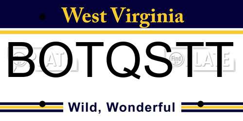 BOTQSTT West Virginia License Plate