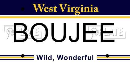 BOUJEE West Virginia License Plate
