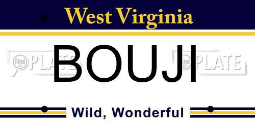 BOUJI West Virginia License Plate