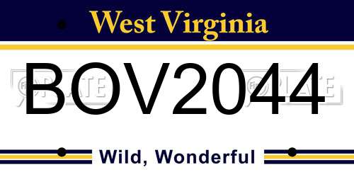 BOV2044 West Virginia License Plate