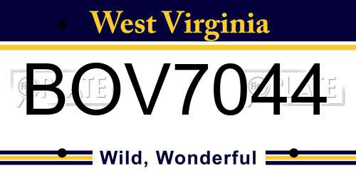 BOV7044 West Virginia License Plate
