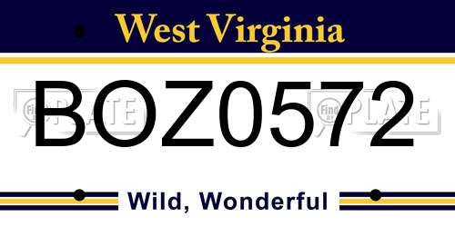 BOZ0572 West Virginia License Plate