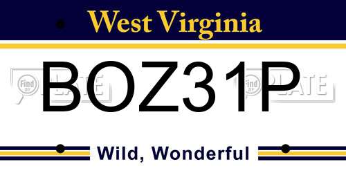 BOZ31P West Virginia License Plate