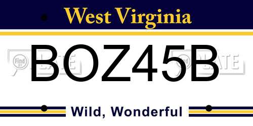 BOZ45B West Virginia License Plate