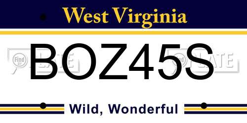 BOZ45S West Virginia License Plate