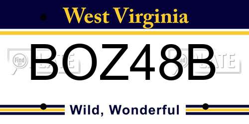BOZ48B West Virginia License Plate