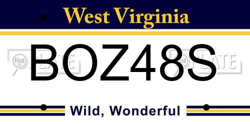 BOZ48S West Virginia License Plate