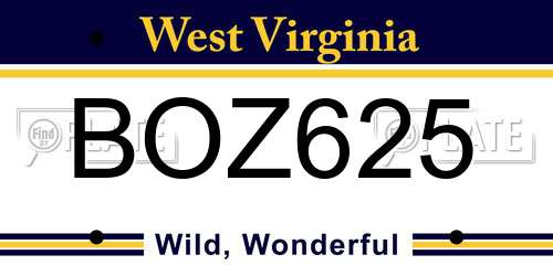BOZ625 West Virginia License Plate