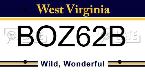 BOZ62B West Virginia License Plate