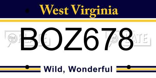 BOZ678 West Virginia License Plate