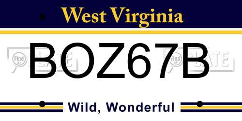 BOZ67B West Virginia License Plate