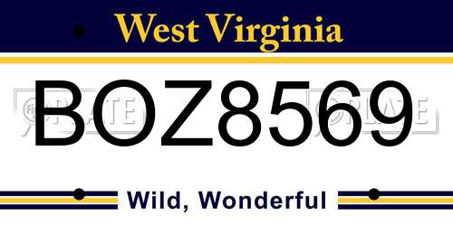 BOZ8569 West Virginia License Plate