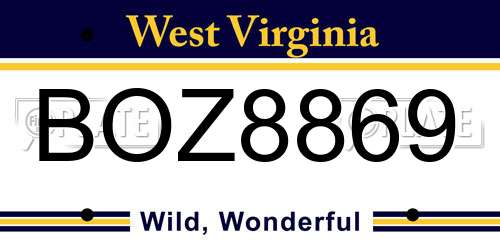BOZ8869 West Virginia License Plate