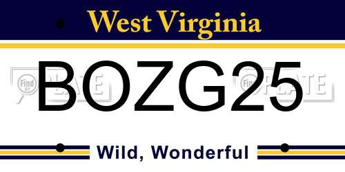 BOZG25 West Virginia License Plate