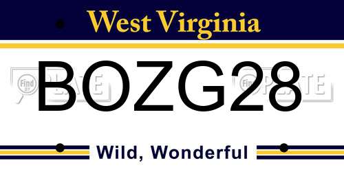 BOZG28 West Virginia License Plate