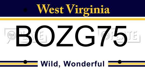 BOZG75 West Virginia License Plate