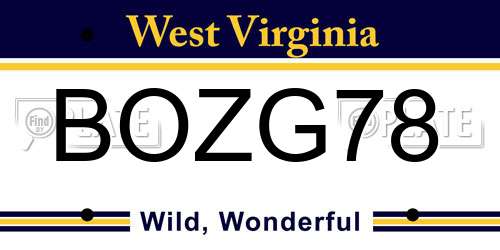 BOZG78 West Virginia License Plate