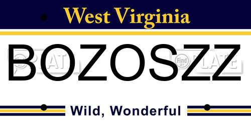 BOZOSZZ West Virginia License Plate