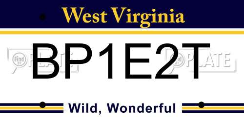 BP1E2T West Virginia License Plate