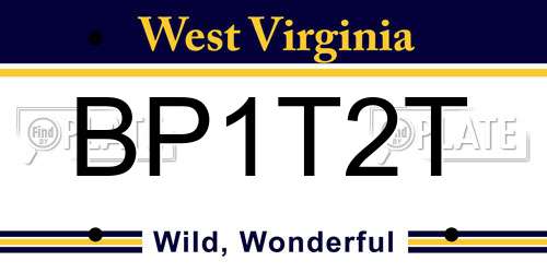 BP1T2T West Virginia License Plate