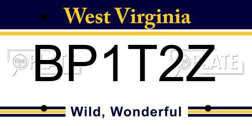 BP1T2Z West Virginia License Plate