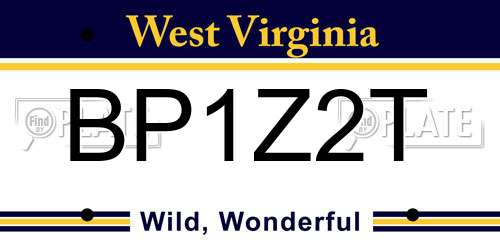 BP1Z2T West Virginia License Plate