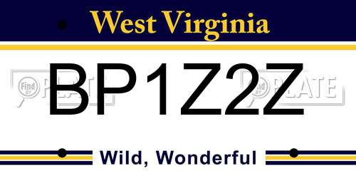 BP1Z2Z West Virginia License Plate