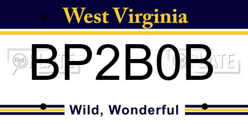BP2B0B West Virginia License Plate