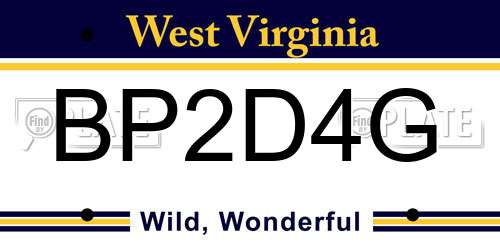 BP2D4G West Virginia License Plate