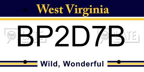 BP2D7B West Virginia License Plate